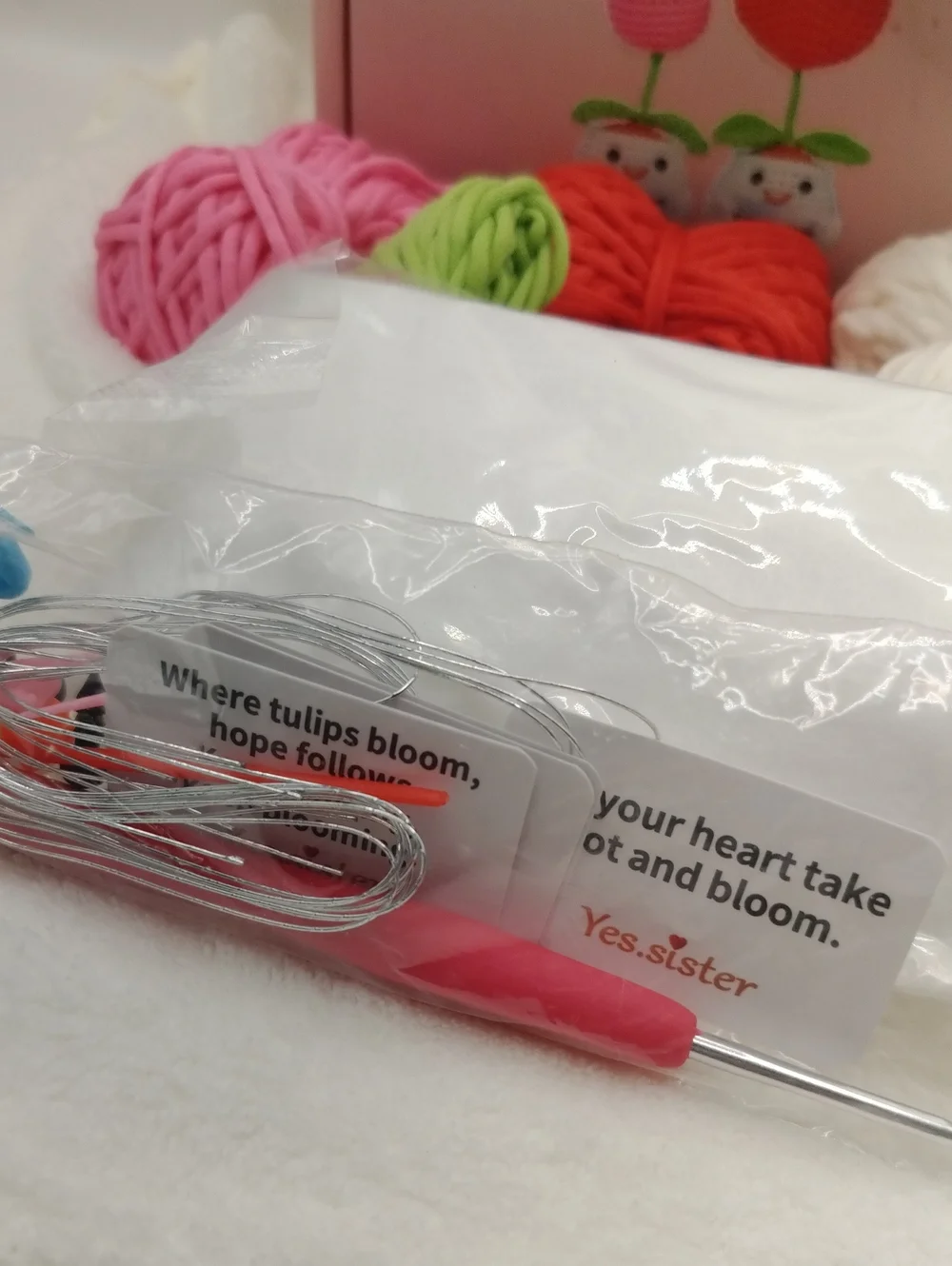Emotional Support Amigurumi Tulip Heart Flowers Crochet Kit DIY 5-in Mini Craft